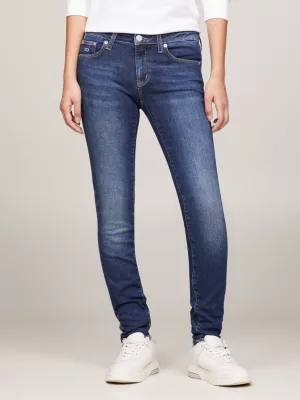 Calça jeans skinny desbotada de cintura baixa Sophie