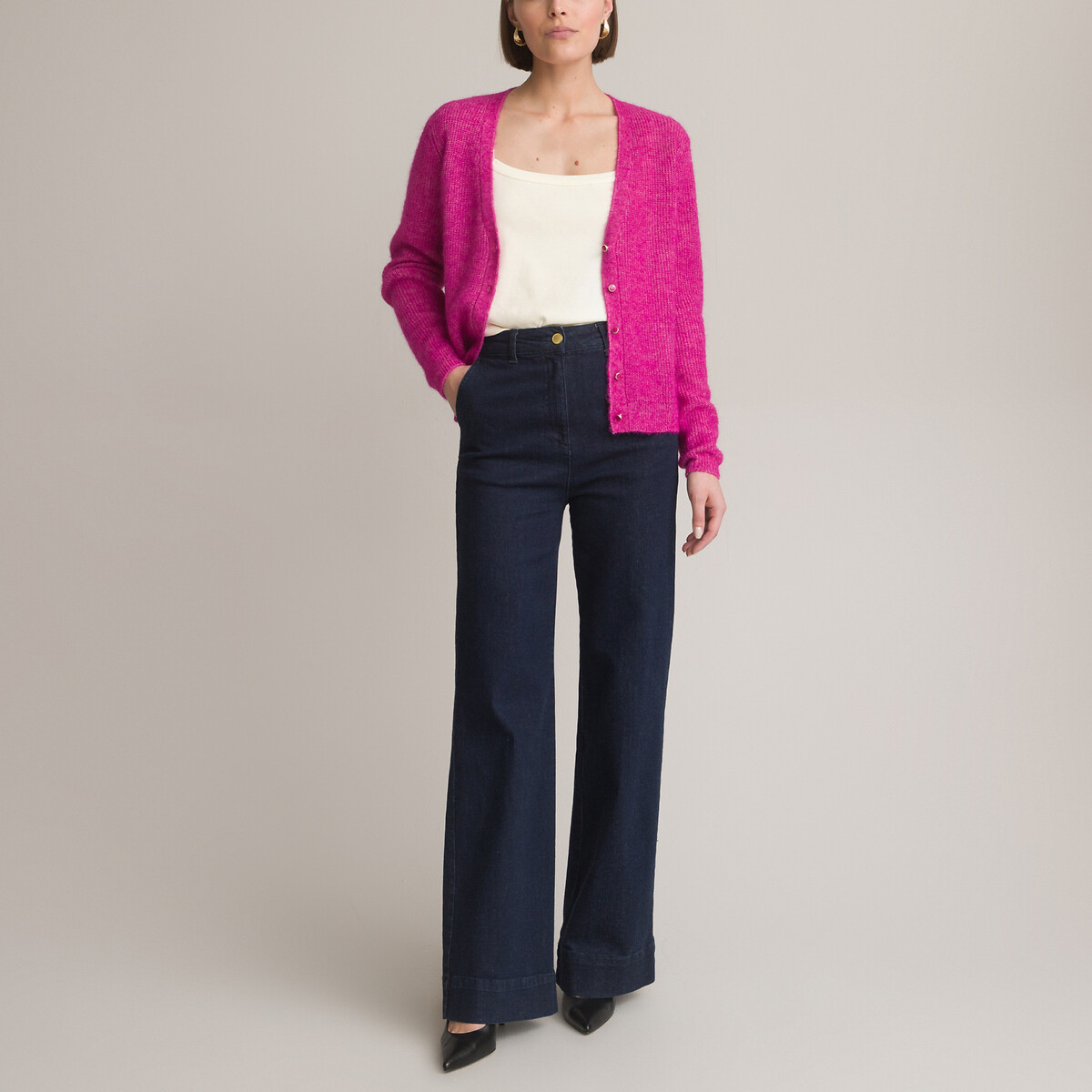 ANNE WEYBURN<br>Regata com decote quadrado, puro algodão penteado