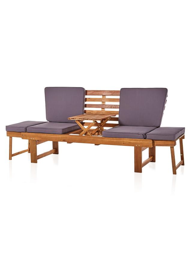 3-in-1 Holzbank – Bank, Liege & Sitzmöbel