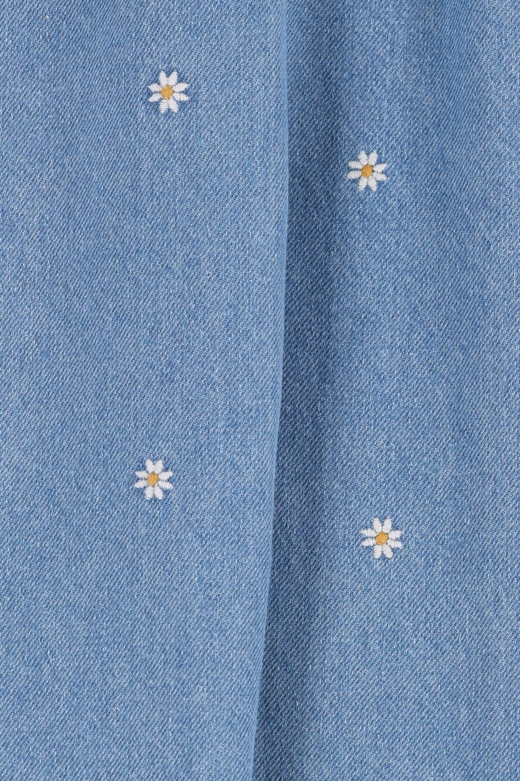 Blauwe wide leg jeans met embroidery