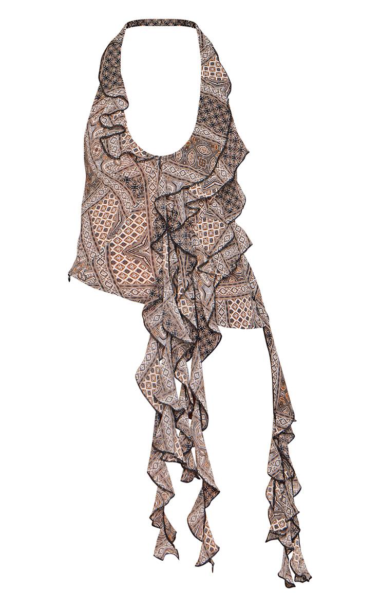 Multicolore Haut Dos Nu À Volants En Mousseline Motif Paisley