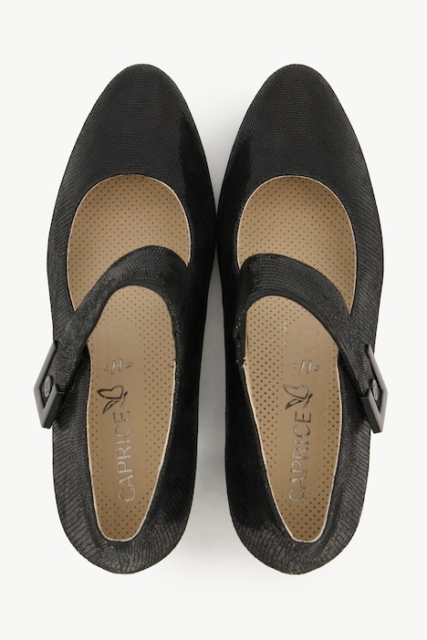 Caprice Leder-Pumps, Prägung, Klettspange, Weite H