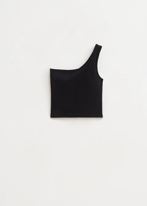 One shoulder top zwart (ZWART)