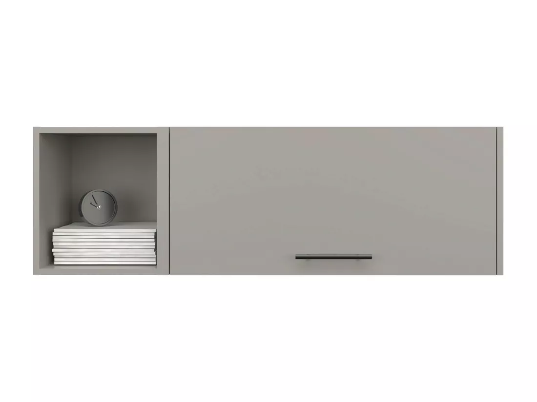 Armoire murale en mélamine avec 3 étagères et porte battante supérieure , Gris , 37.8 cm X 119.9 cm X 33 cm