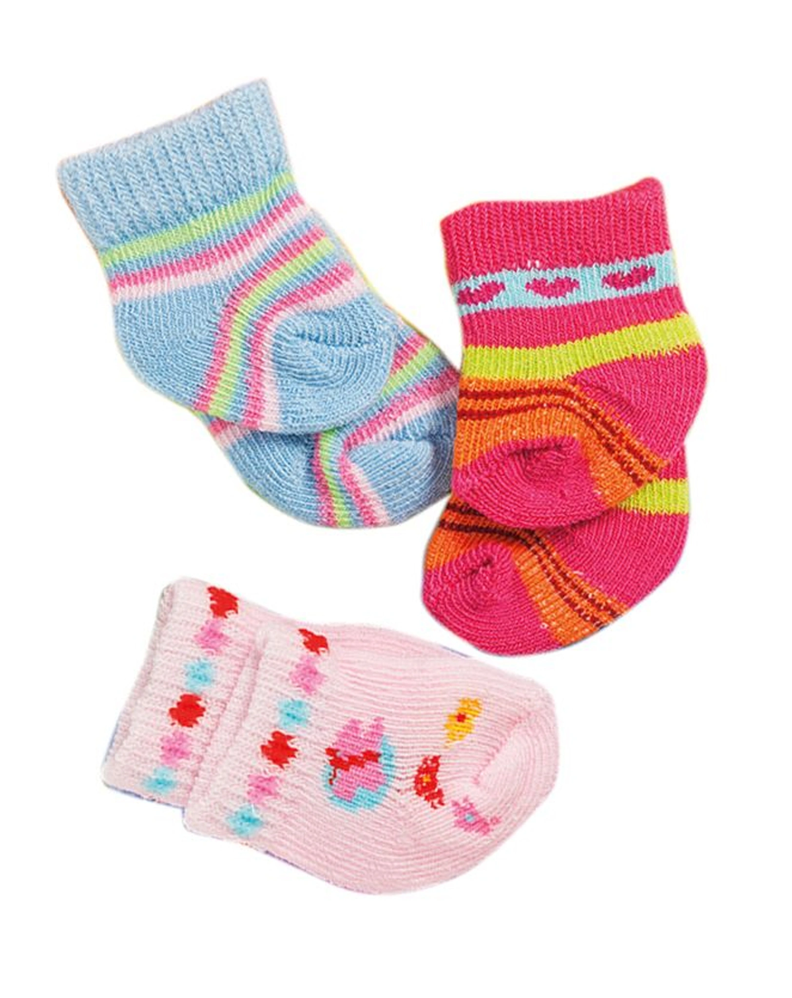 Puppen-Söckchen gemustert 3er Pack klein (28-35 cm)
