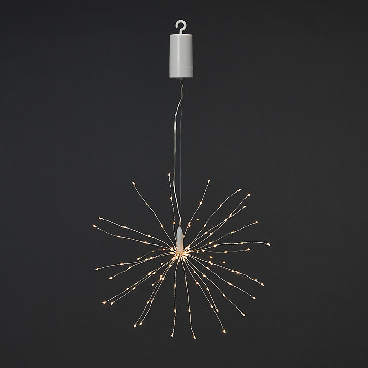 Boule lumineuse argentée LED 36 cm blanc chaud