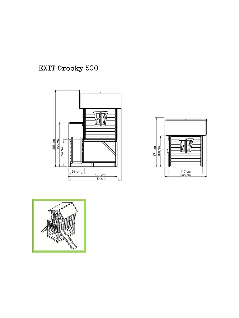EXIT TOYS Crooky 500 Holzspielhaus - graubeige keine Farbe
