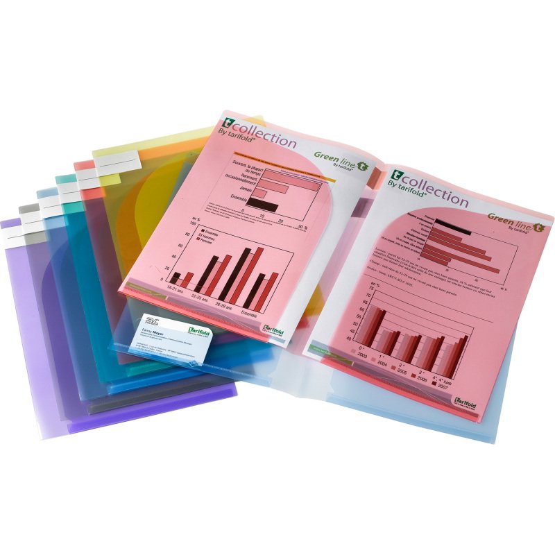 Chemise coin plastique double poches Djois by Tarifold Color Collection polypropylène 20/100e A4 assorties - paquet de 12