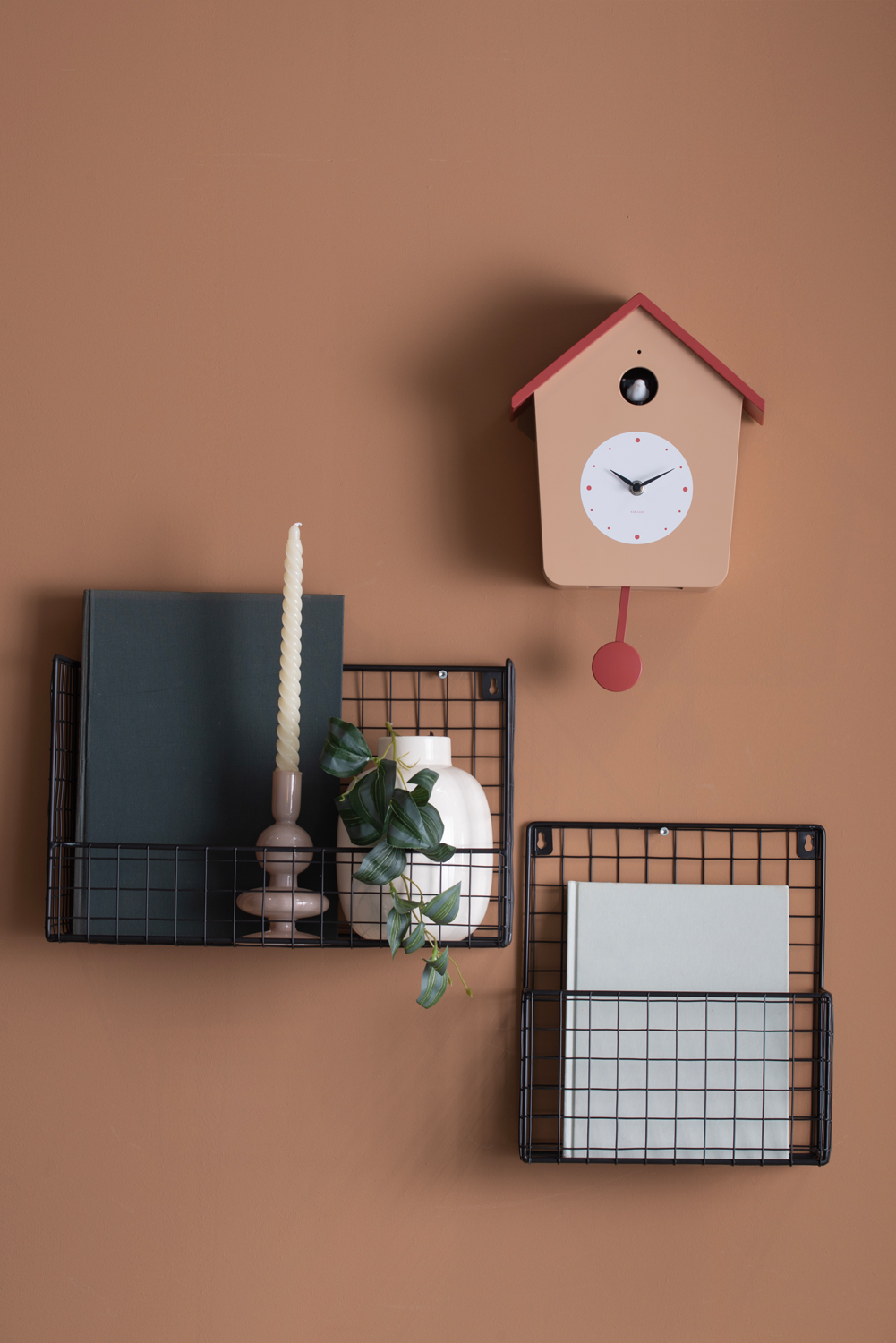 Wandklok Cuckoo Light - Okergeel & mistigblauw