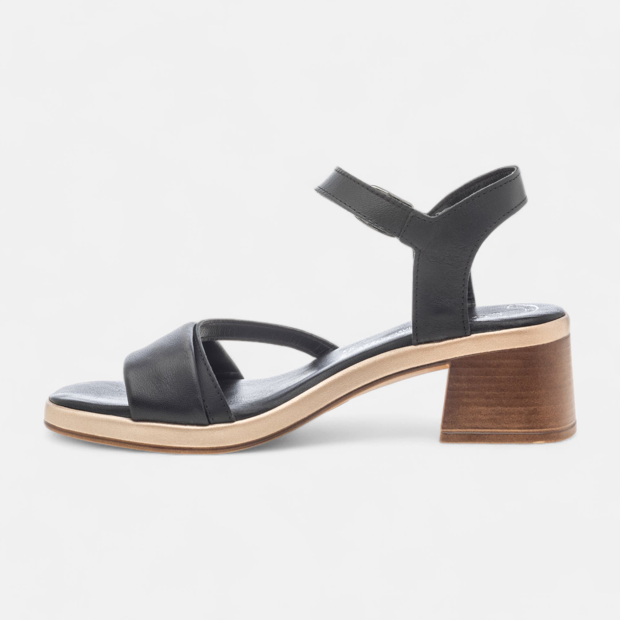 Nu-pieds à talon Femme en cuir noir