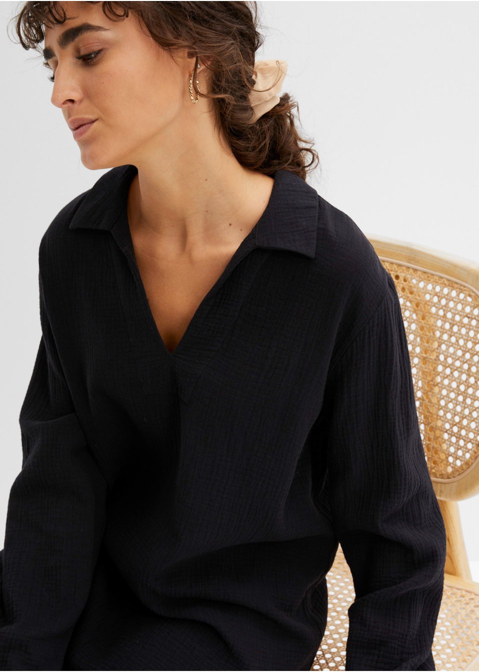 Robe en gaze de coton avec col