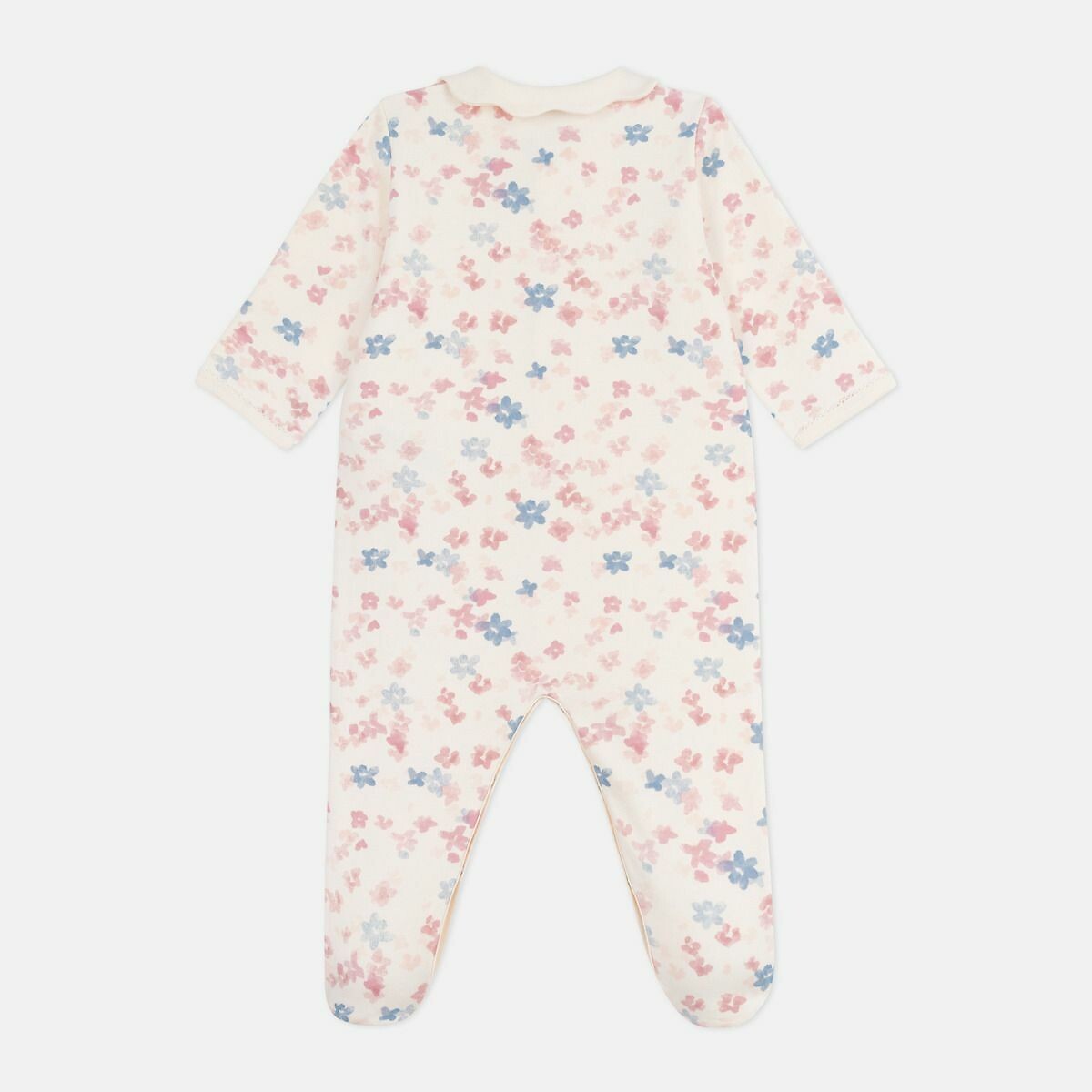 PETIT BATEAU<br>Pijama de bebê em fleece escovado com estampa e gola floral