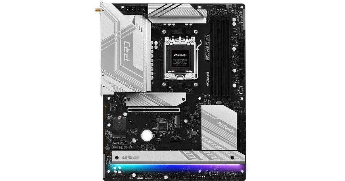 ASRockB850 Pro RS WiFi socket AM5 moederbord  (RAID, 2,5Gb-LAN, WLAN, BT, Sound, ATX, Tweedekans)