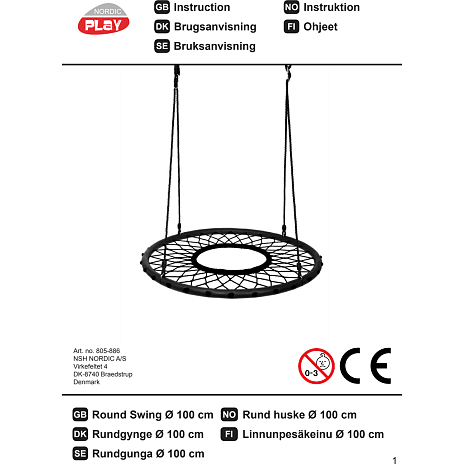 Nordic Play rundgynge med hul Ø100 cm - sort