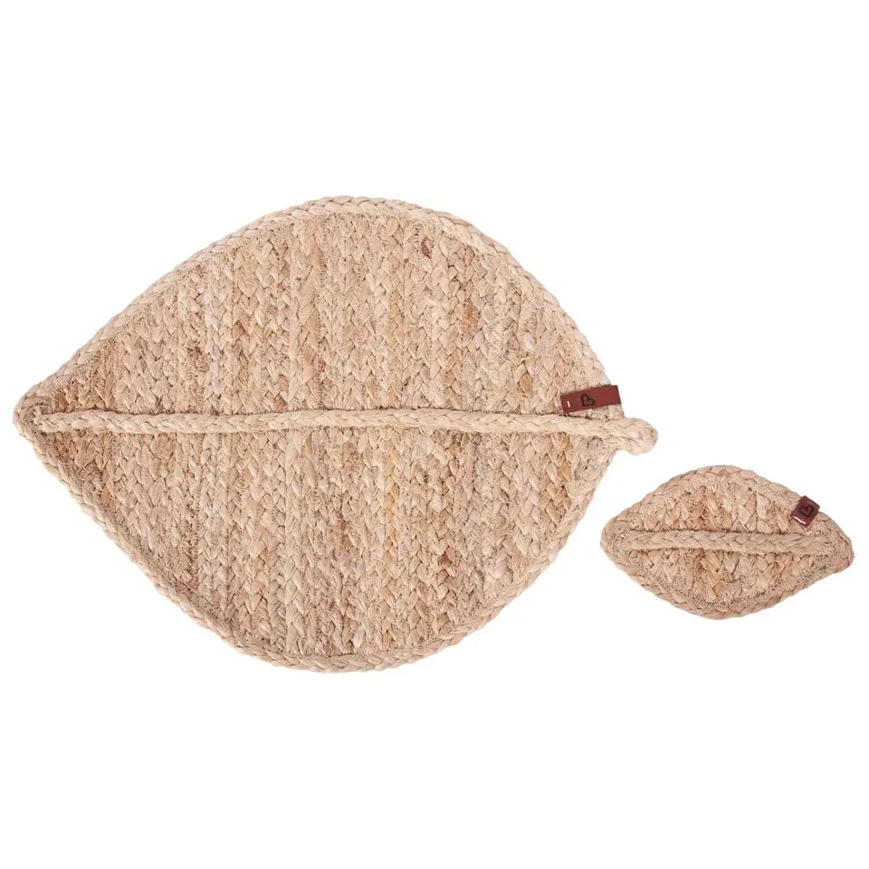 PEPPERLEAF - Set van 12 placemats en onderzetters - Natuurlijk - Jute