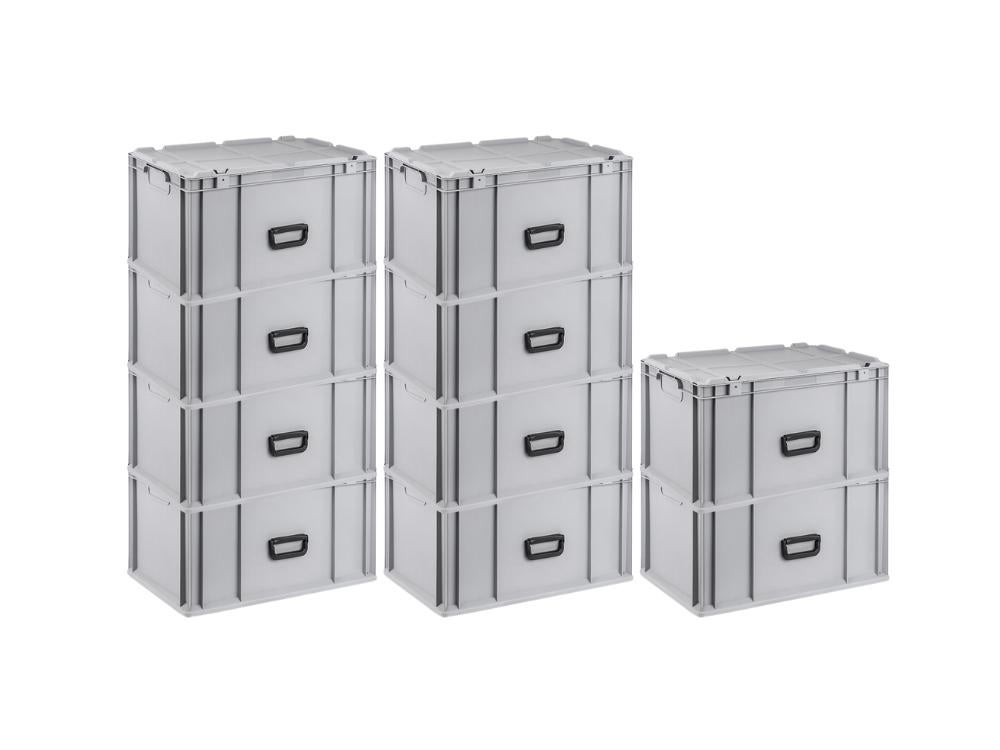 PROREGAL Super Saver Set 10 x Eurobox NextGen Draagbaar HxBxD 33,5 x 40 x 60 cm 65 Liter Euro Container Transportbox Stapelbare Container