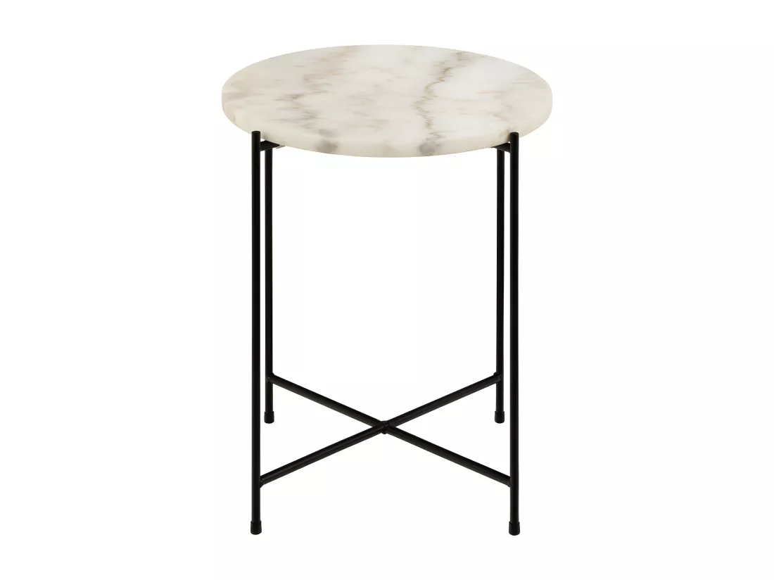 Tangara - Table d'appoint ronde en marbre ø42cm - Marbre blanc