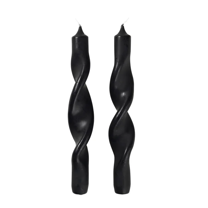 Broste Copenhagen - Twist Kerzen, simply black (2er-Set)