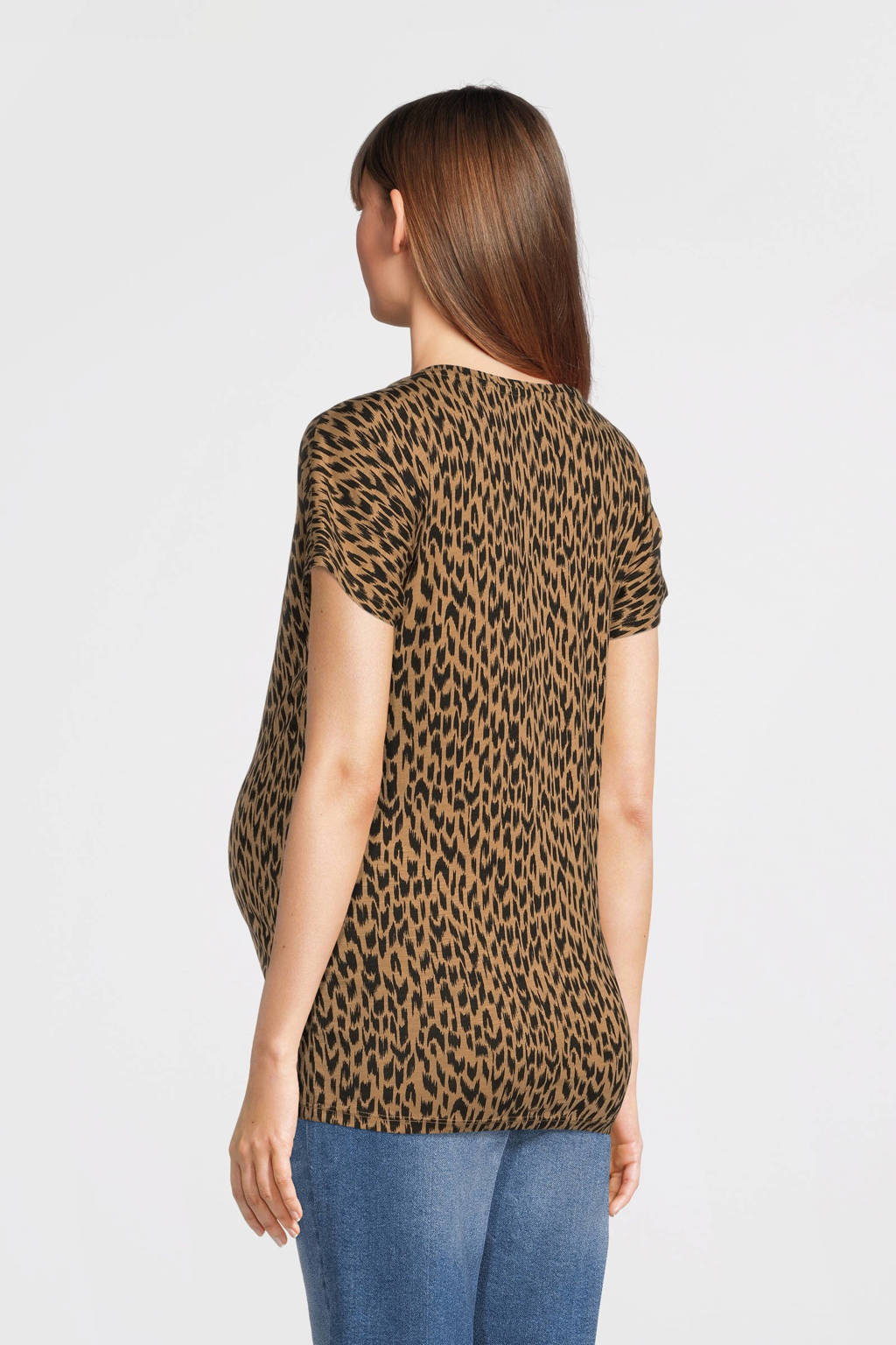 Supermom zwangerschapsshirt met all over print bruin