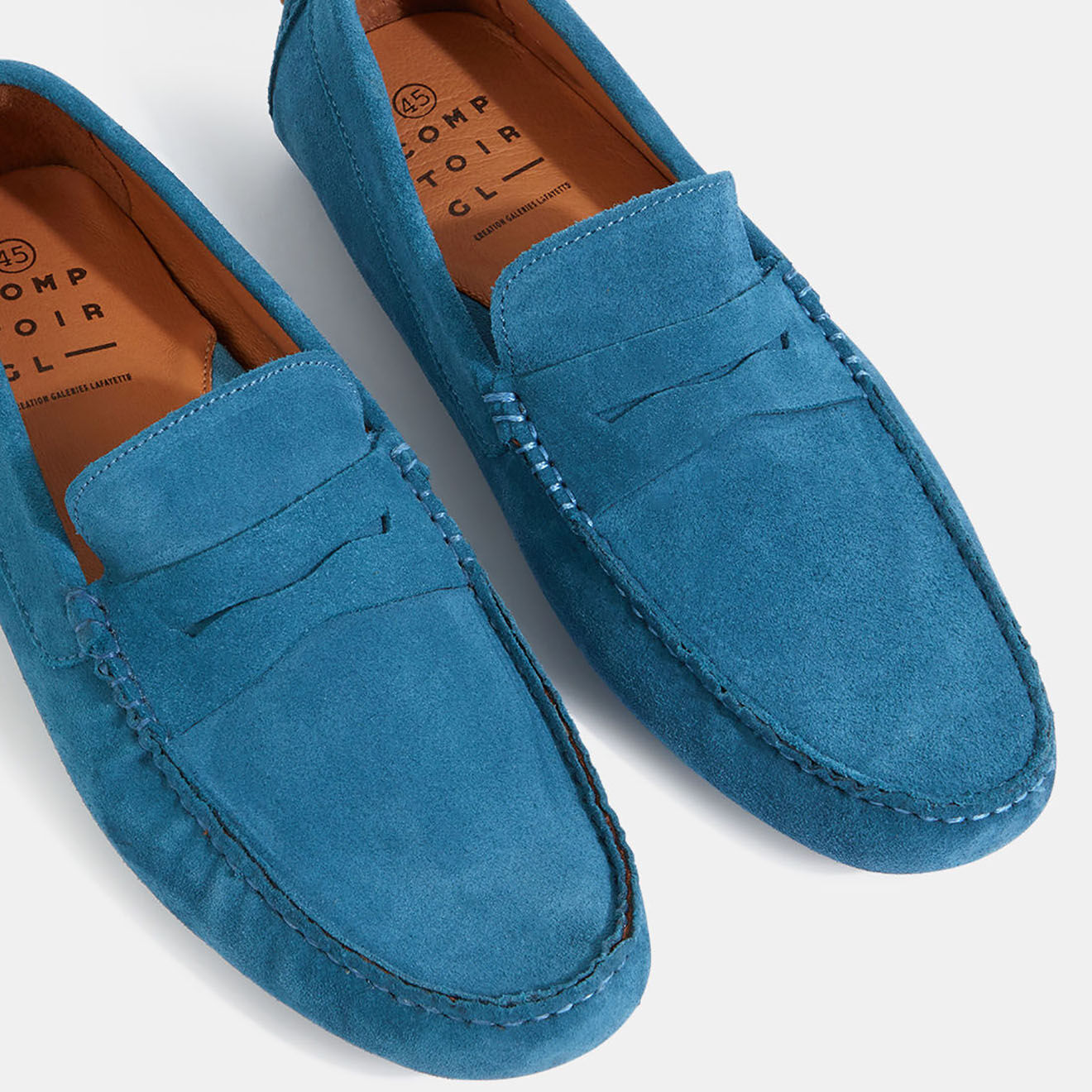 Comptoir GL Mocassins en Velours de Cuir Diego bleus