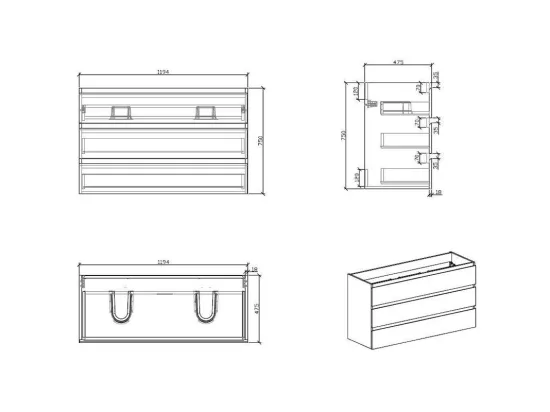 Meuble salle de bain design double vasque VERONA largeur 120 cm blanc laqué