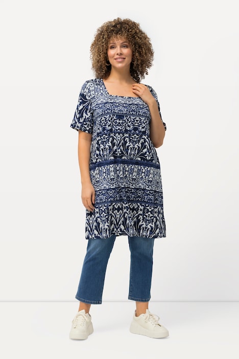 Longshirt, Classic, Carree-Ausschnitt, Halbarm