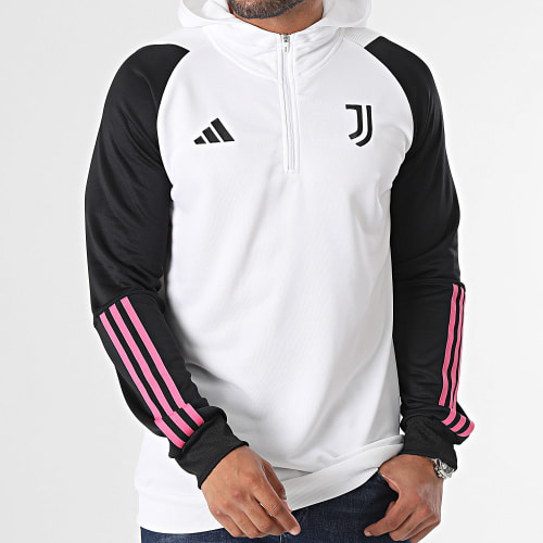 Sweat Capuche A Bandes Juventus HZ5019 Blanc Noir