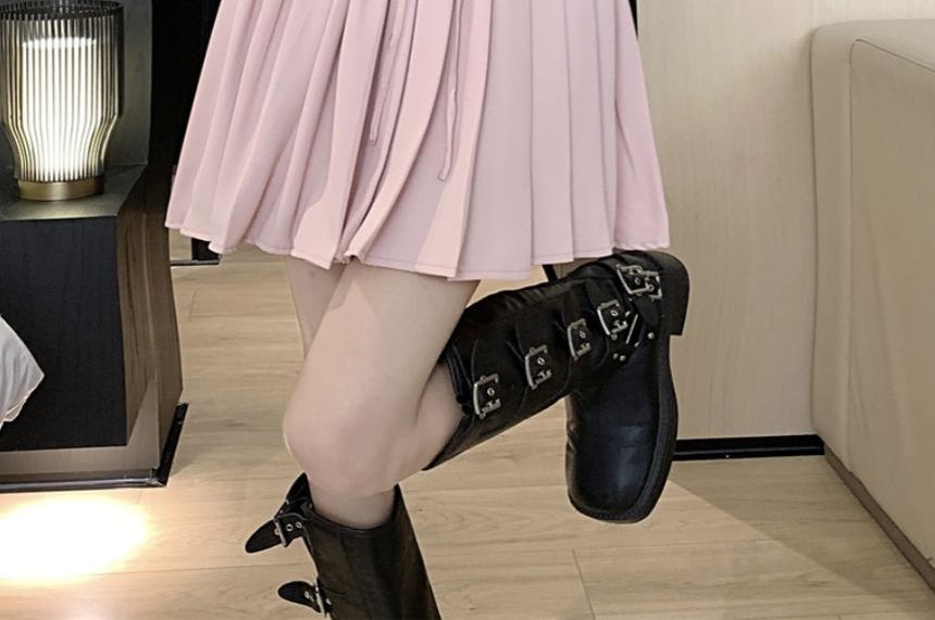 Dandijoy - Minirok met hoge taille en trekkoord, effen en geplooid