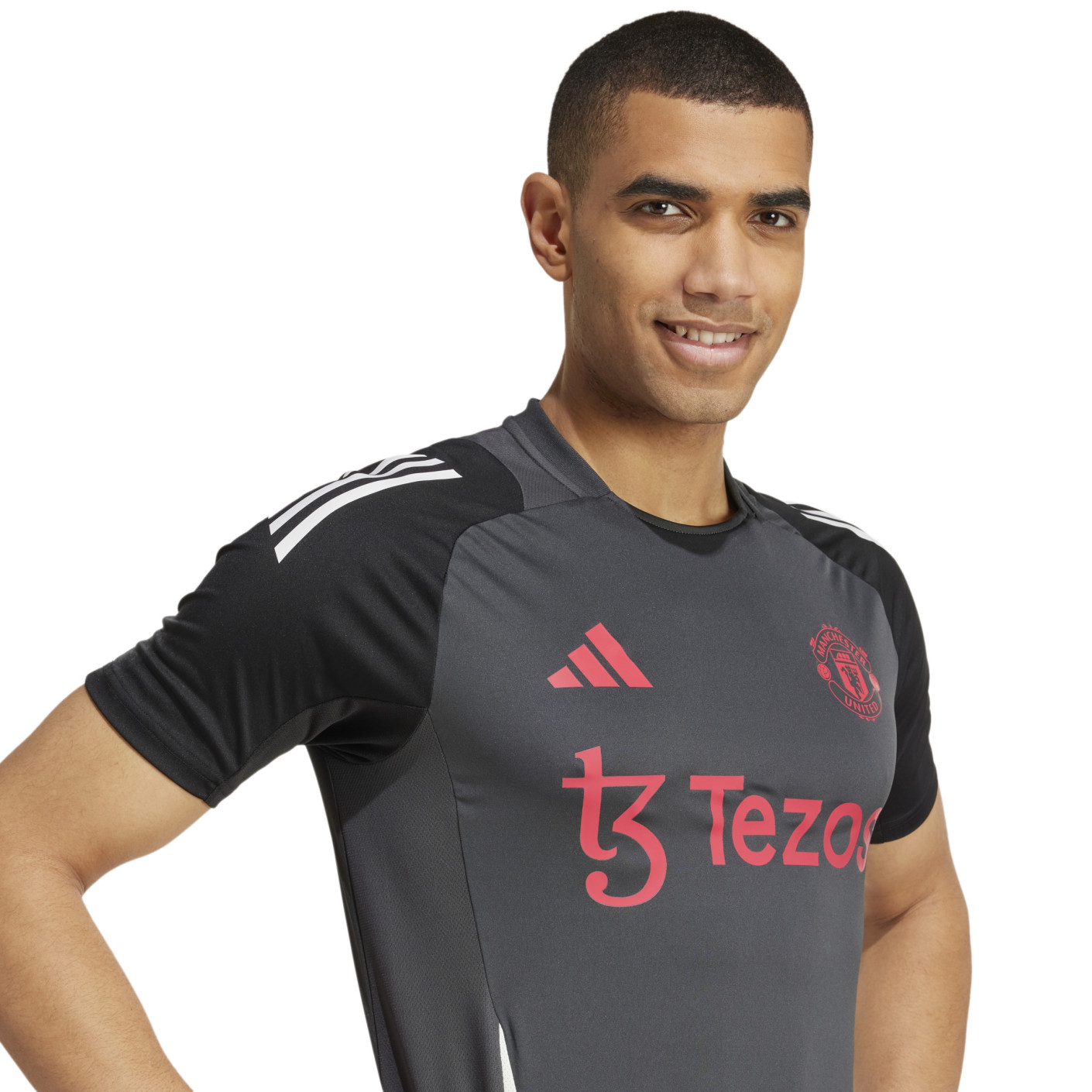Adidas Manchester United Trainingsshirt Europees 2024-2025 Donkergrijs Zwart Rood Wit