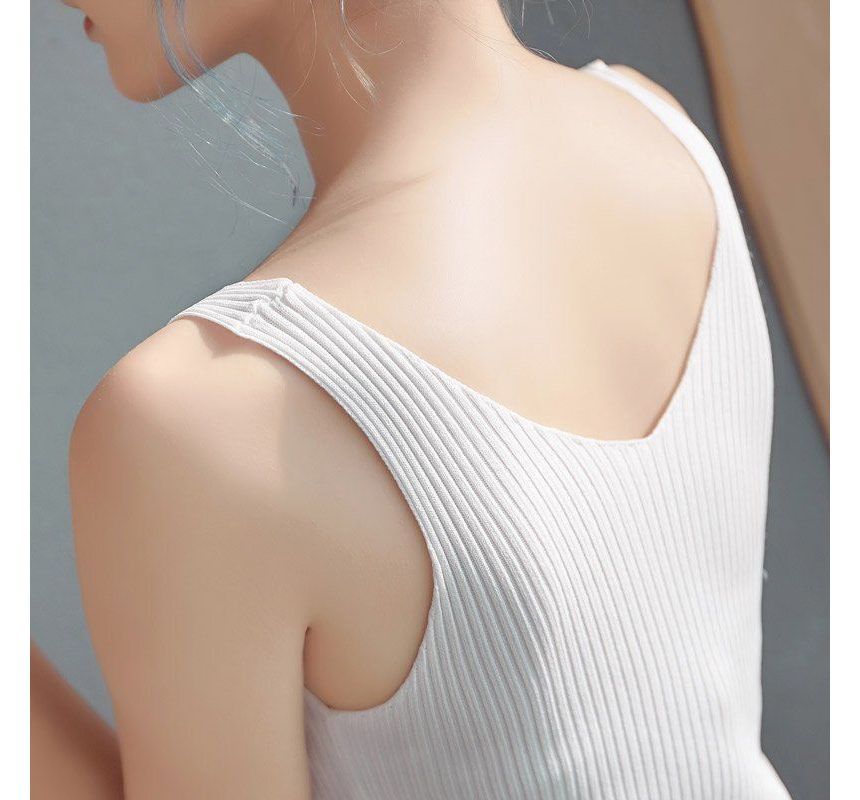 Whoosh - V-hals effen gebreide camisole top