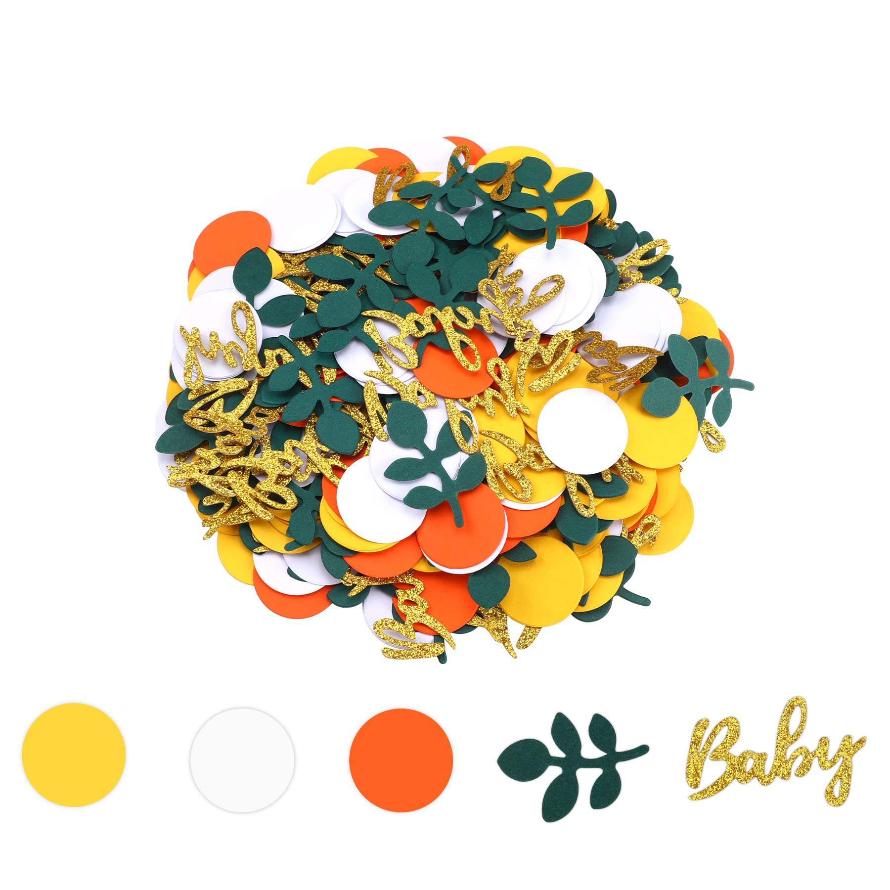 (14g) Papier Konfetti Baby Shower Streukonfetti Gender Reveal Party Tischdeko - Gold / Orange / Gelb