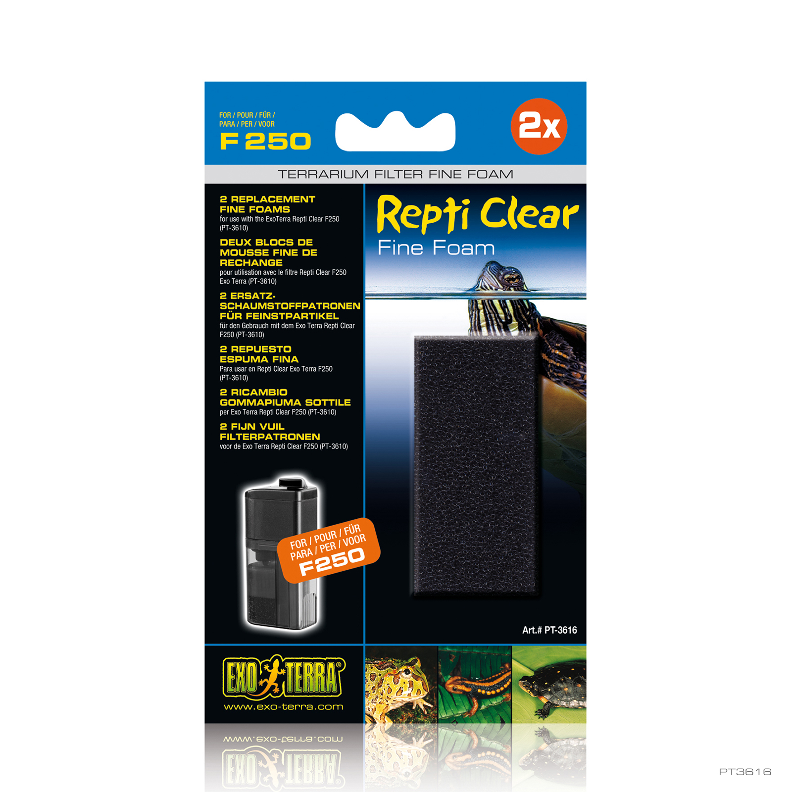 Refil de espuma fina para filtro interno de terrários aquáticos Exo Terra Retti Clear F250.