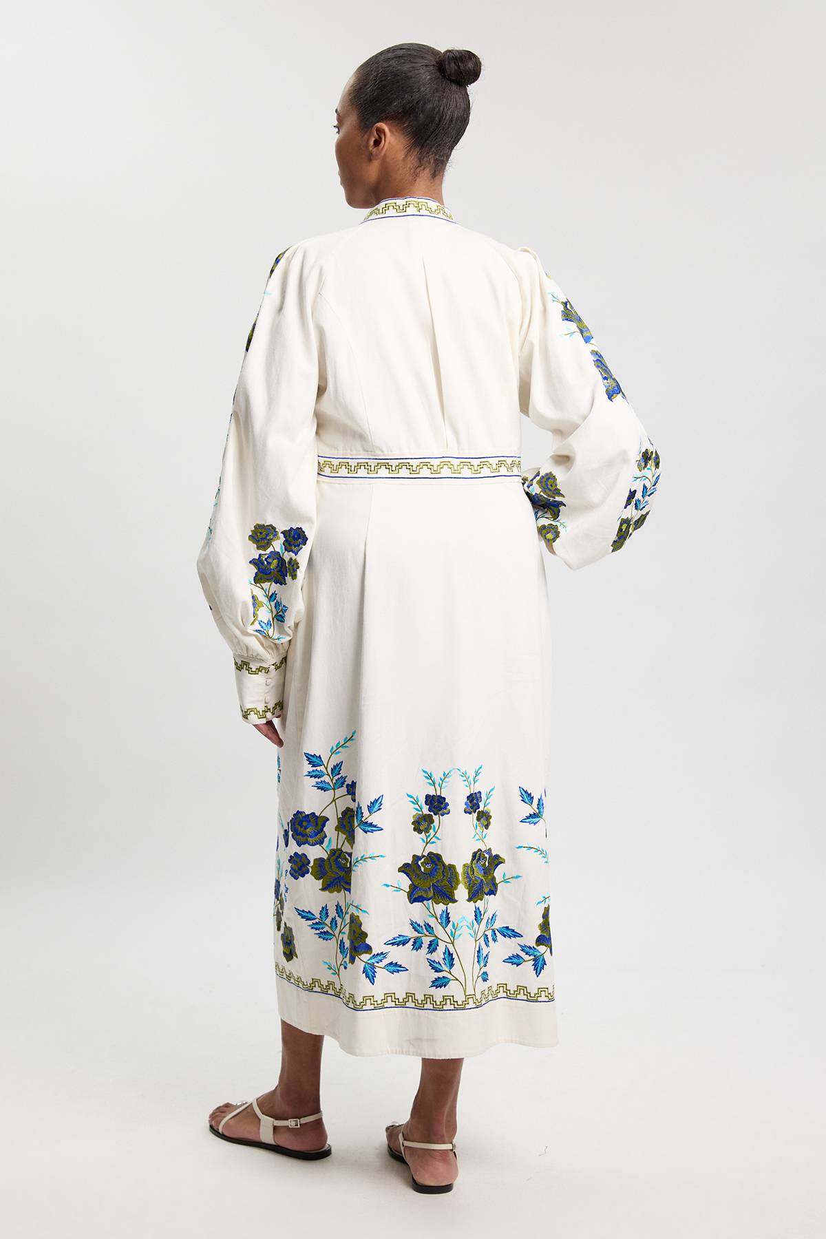KarenMillen Robe Maxi En Sergé De Coton Brodé Grande Taille