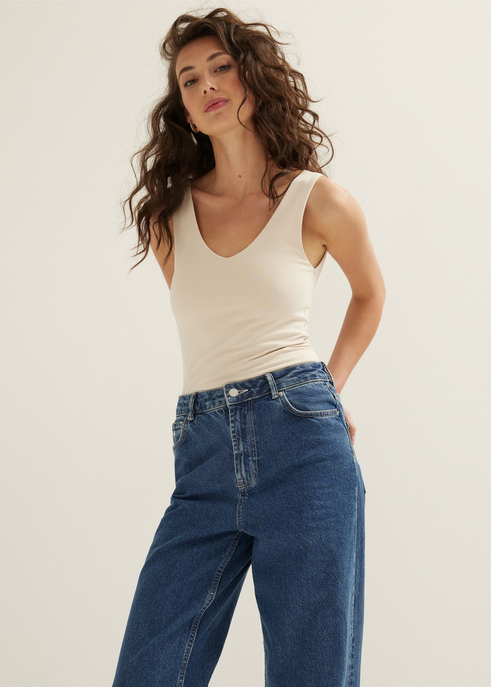 Basic singlet met v-hals