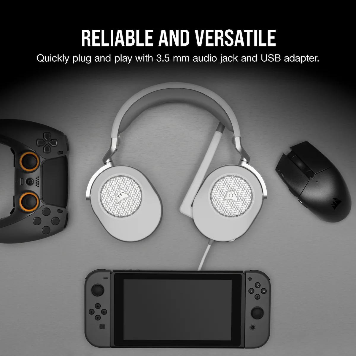 Corsair HS65 surround gaming headset (hvit)