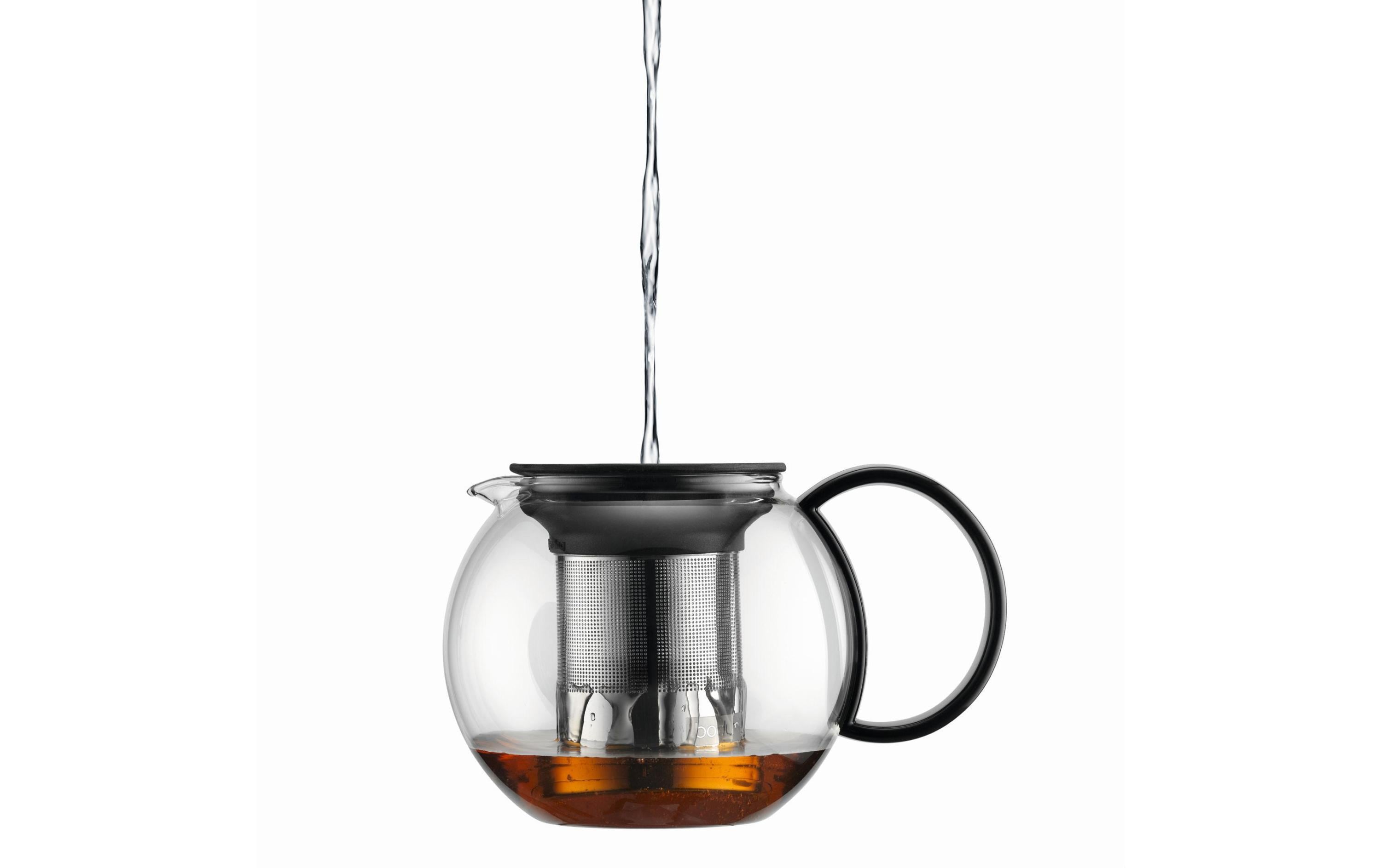 Teebereiter Assam 1 l, Schwarz glanzTeebereiter mit Edelstahlfilter