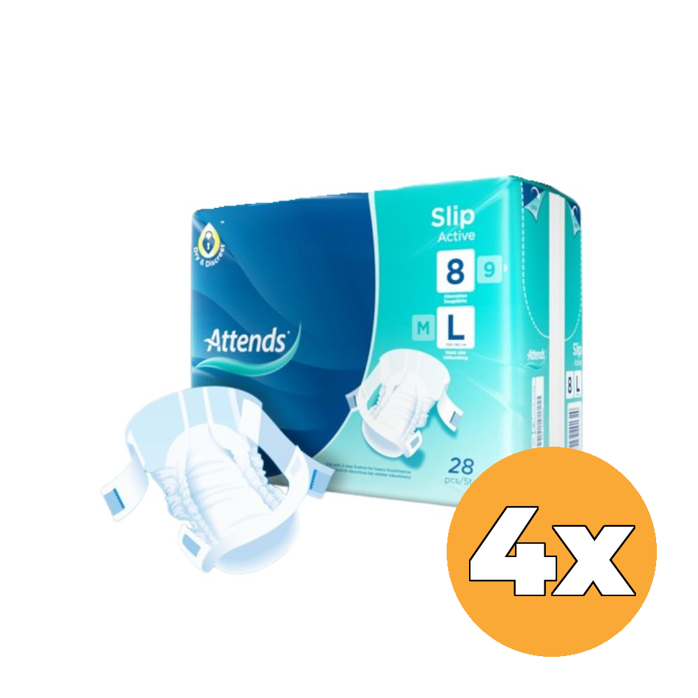 4x Attends Slip Active 8 L (28 stuks)