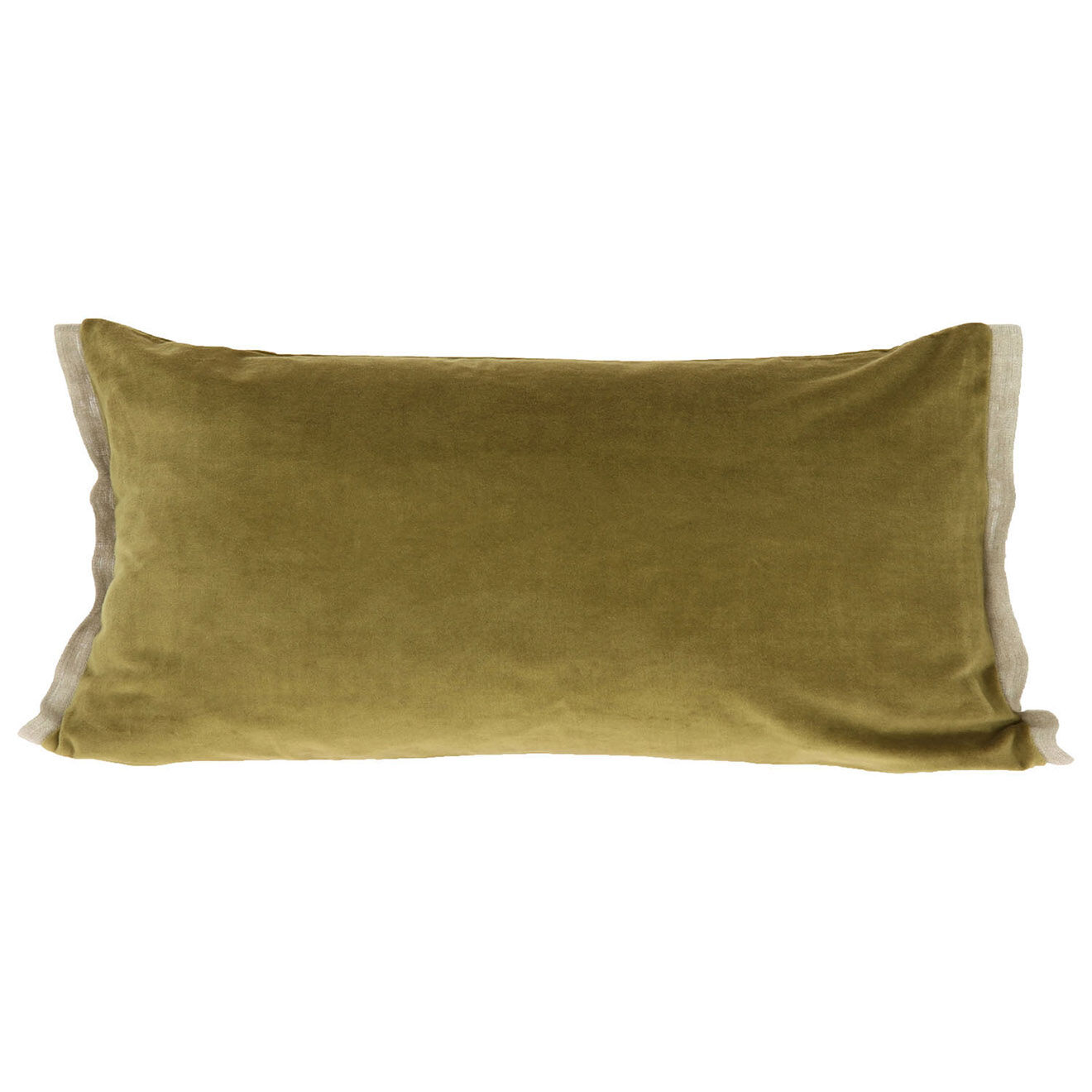 En Fil d'Indienne Housse de coussin Medicis velours olive - 45x100 cm