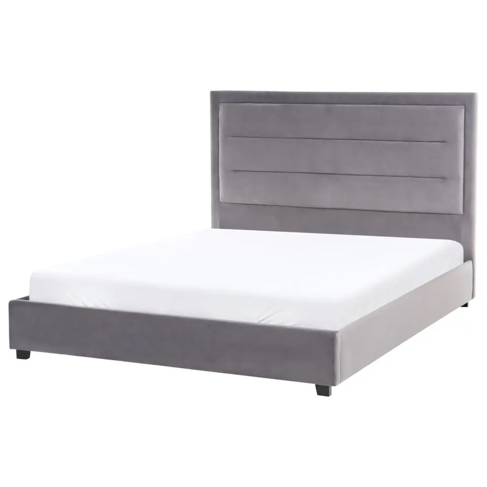 ROUEN - Tweepersoonsbed - Donkergrijs - 140 x 200 cm - Fluweel