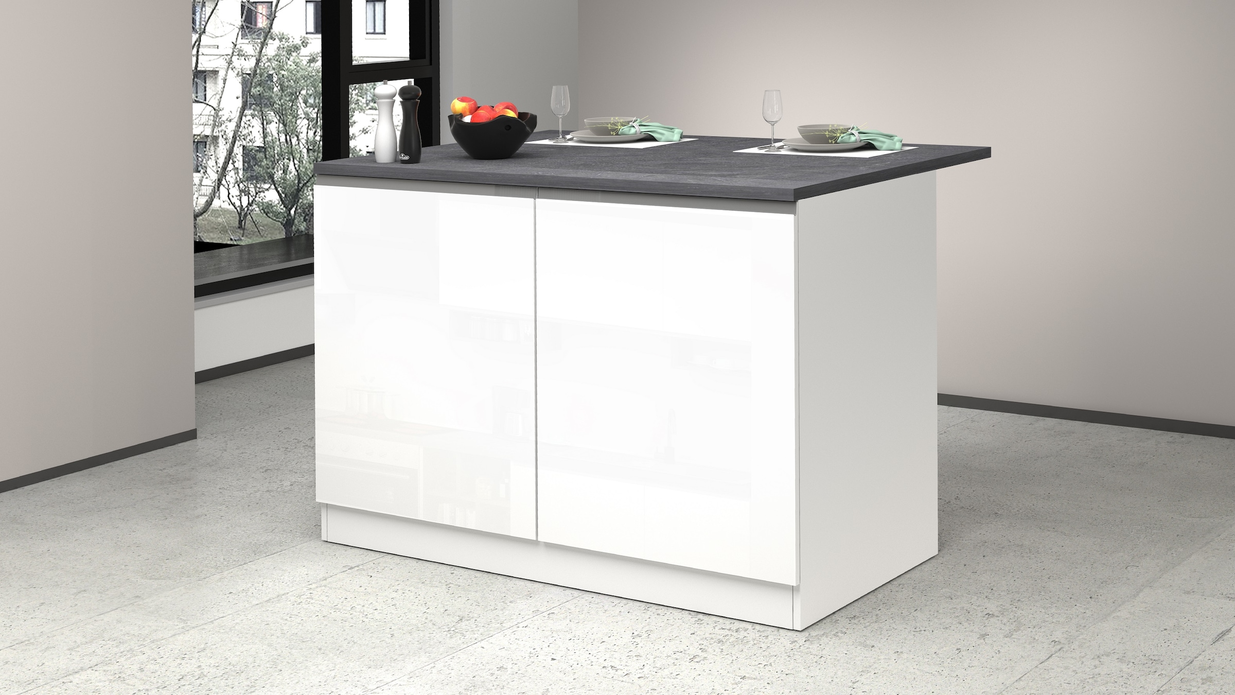 KOCHSTATION Kücheninsel »KS-Sole« Breite 125 cm, mit 2 Türen
