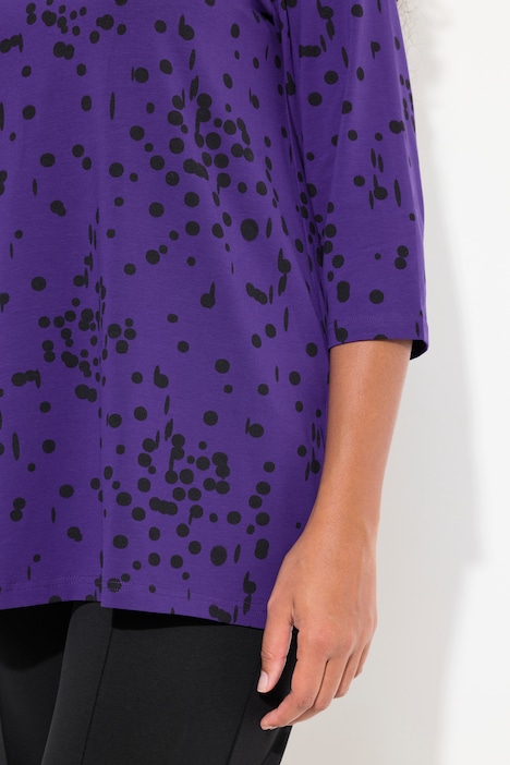 Shirt, Tupfen, Tunika-Ausschnitt, 3/4-Arm
