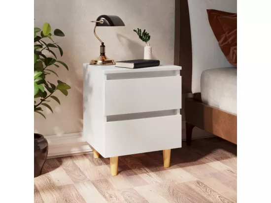 Tables de chevet avec pieds en pin 2 pcs Blanc 40x35x50 cm