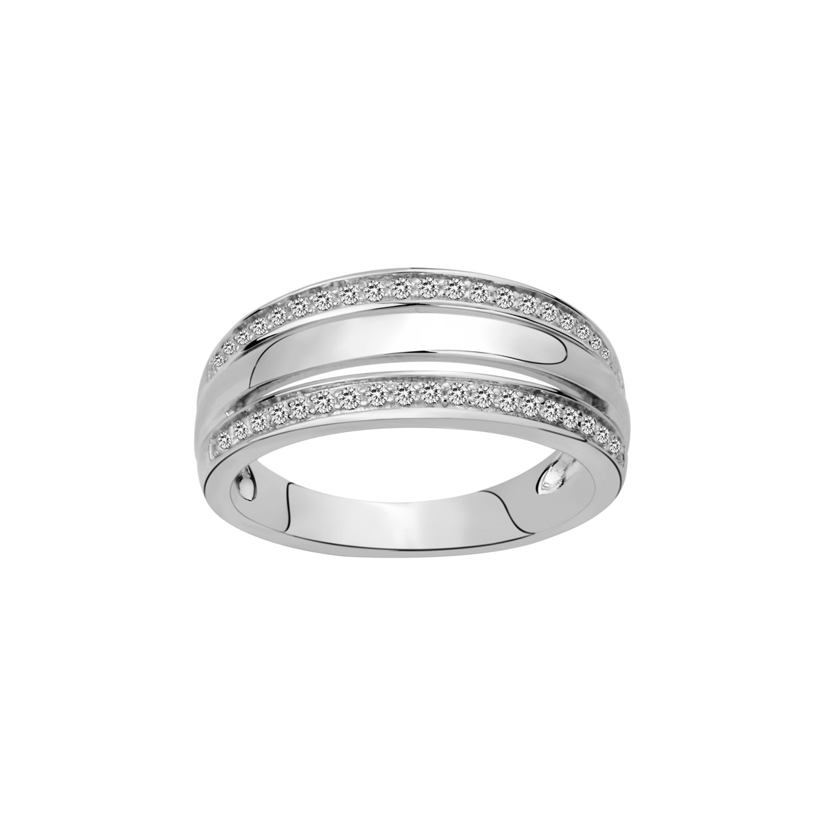Alliance en Argent avec oxyde de zirconium blanc