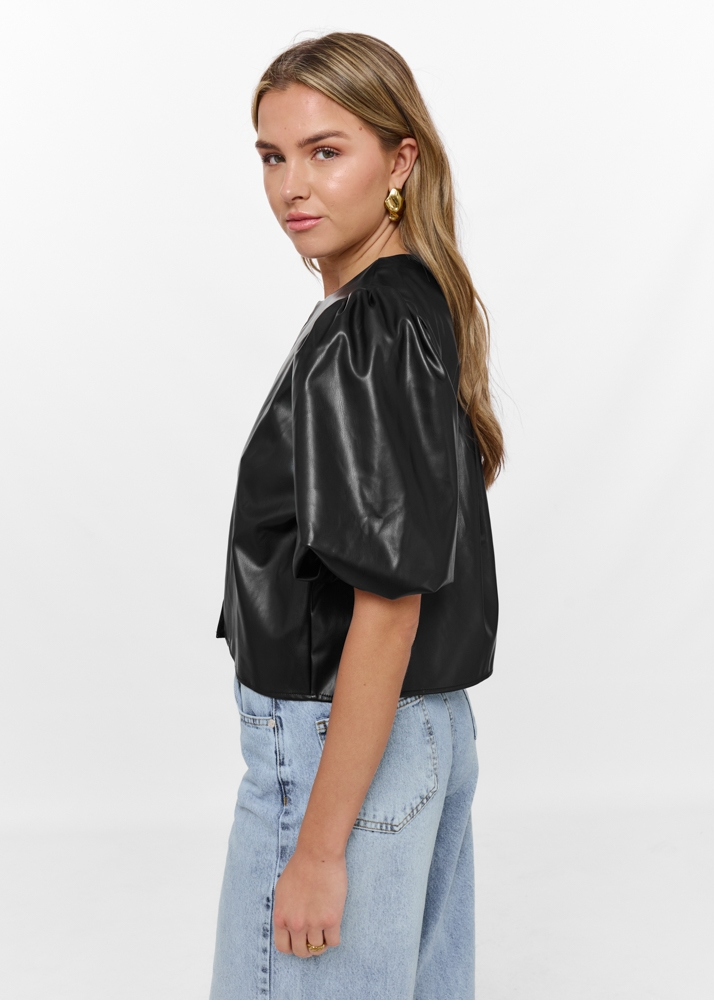 Lana leren top zwart