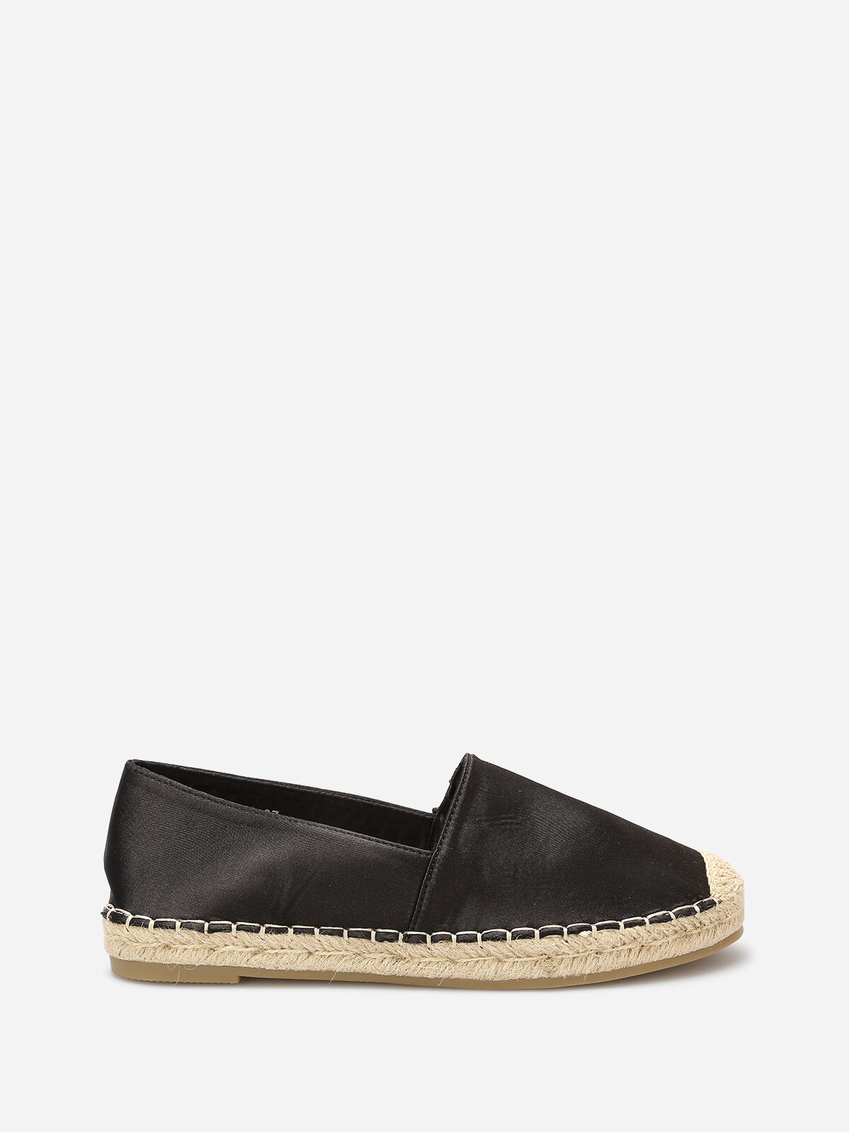 Espadrilles plates à effet satiné- Noir