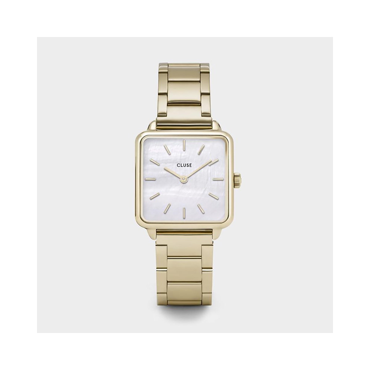 Montre Femme Cluse La Tétragone Three Link Gold White pearl