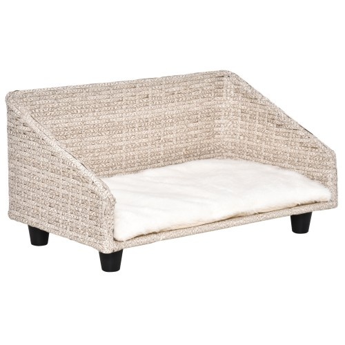Cama elevada para animais de estimação com almofada macia, bege