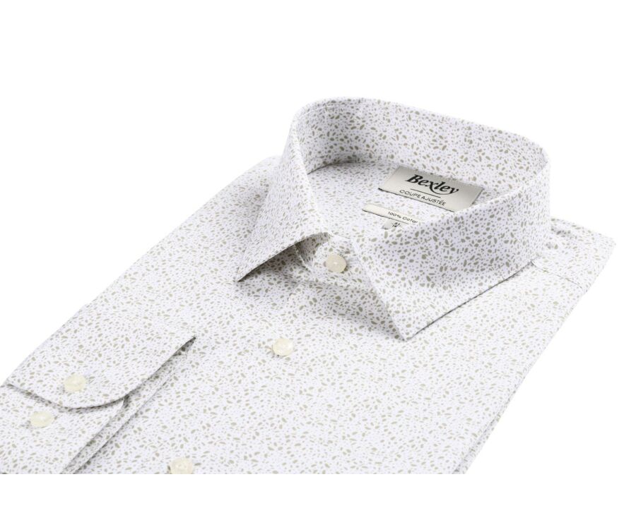Chemise coton imprimée blanche tâchetée taupe - SIDOINE