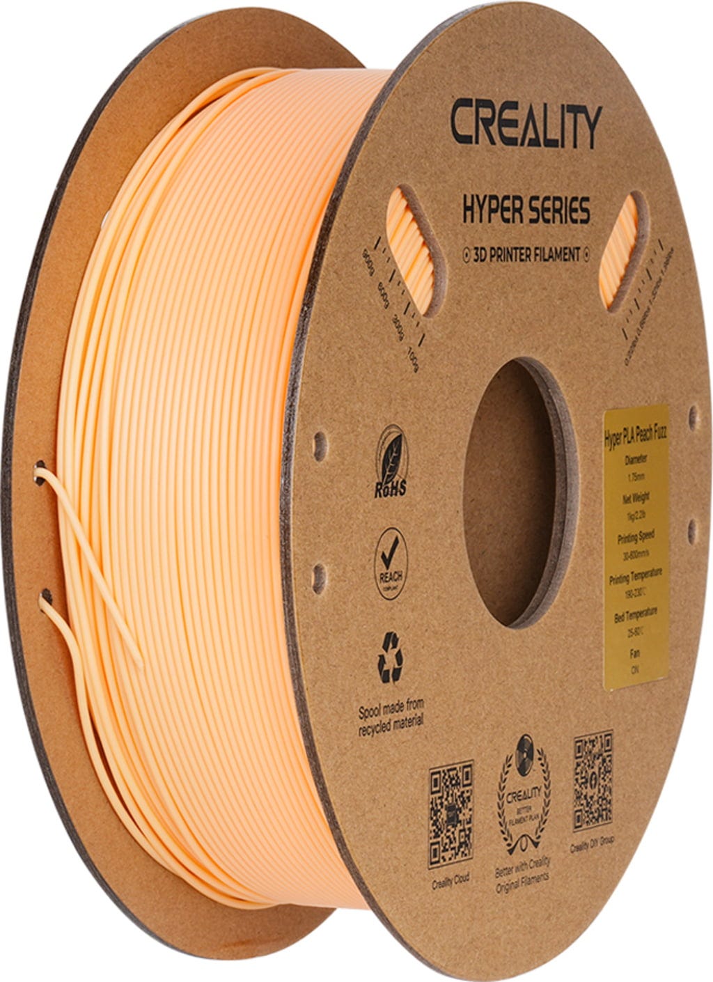 Creality  Hyper PLA Peach Fuzz, 1,75 mm / 1000 g    High Speed PLA-Filament für 10x schnelleres Drucken