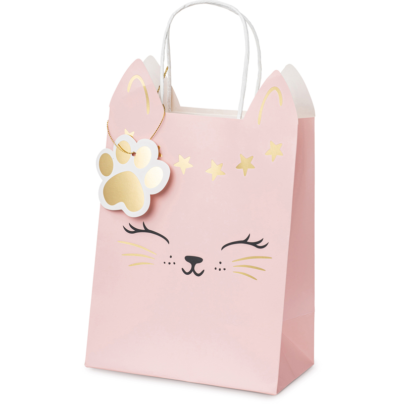 Partydeco Geschenktüte Katze, hellrosa, 18 x 27.5 x 10.5 cm, 1 Stück